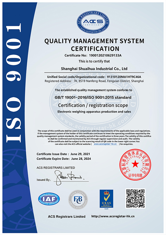 ISO9001質量管理體系認證英文證書